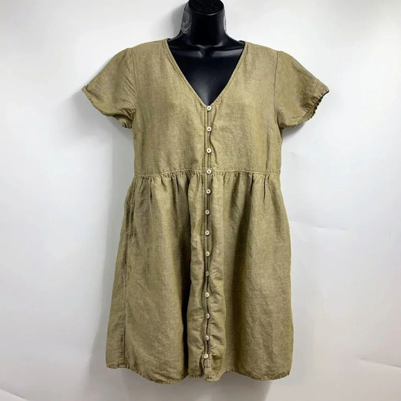 Madewell Women's Linen-Blend Alexandra Button-Front Mini Dress Size S - Picture 1 of 12